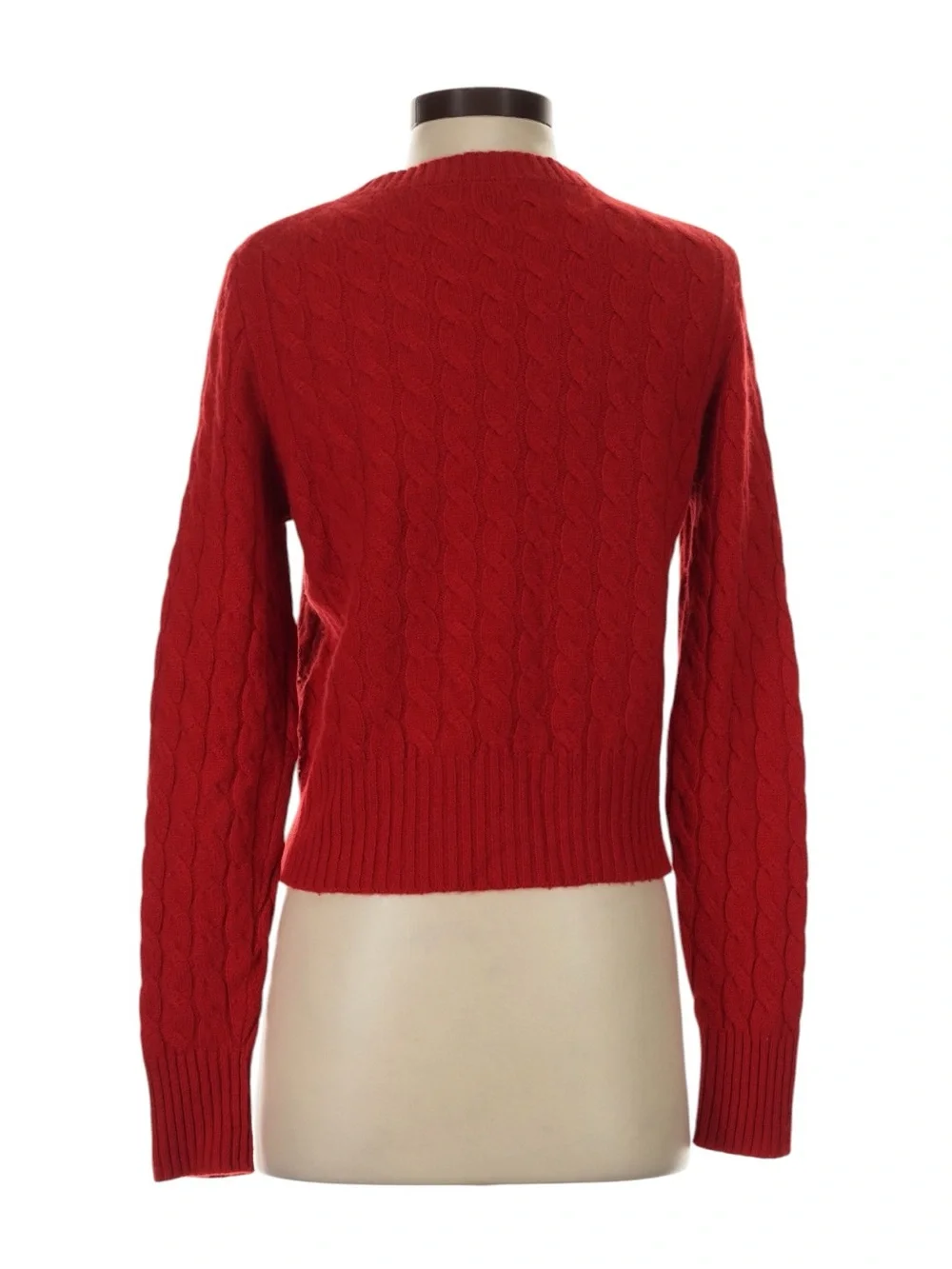 J. Crew Shrunken Cable Knit Crewneck Sweater Size Small Red Holiday Christmas